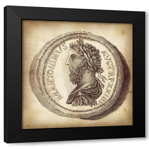 Cus. Antique Roman Coins VI C - LIB Black Modern Wood Framed Art Print with Double Matting by Unknown