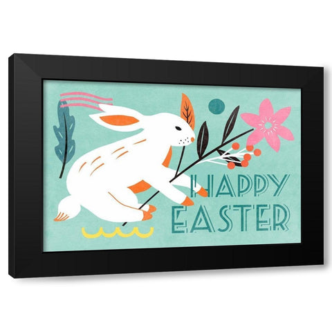 Easter Bunnies Collection A Black Modern Wood Framed Art Print with Double Matting by Wang, Melissa