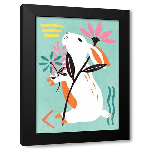 Easter Bunnies Collection B Black Modern Wood Framed Art Print with Double Matting by Wang, Melissa