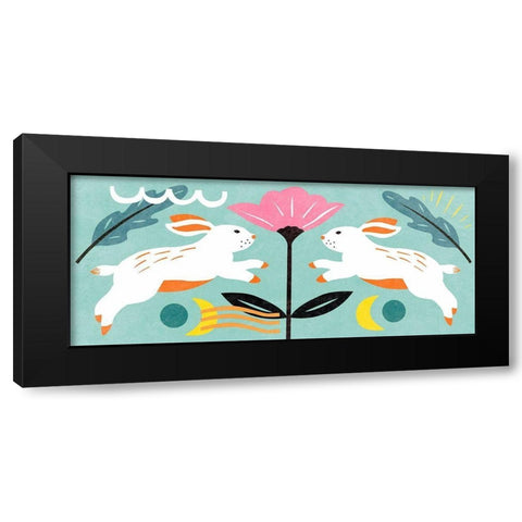 Easter Bunnies Collection D Black Modern Wood Framed Art Print with Double Matting by Wang, Melissa