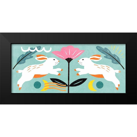 Easter Bunnies Collection D Black Modern Wood Framed Art Print by Wang, Melissa