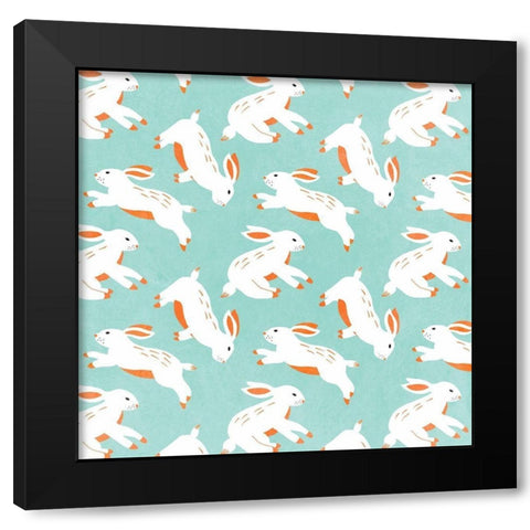 Easter Bunnies Collection F Black Modern Wood Framed Art Print with Double Matting by Wang, Melissa