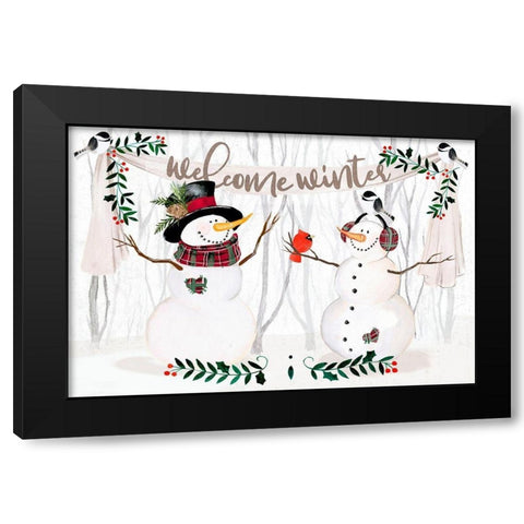 Folk Snowman Forest Collection A Black Modern Wood Framed Art Print with Double Matting by Parker, Jennifer Paxton