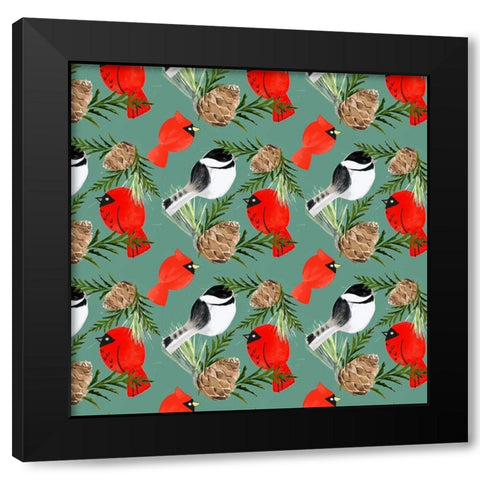 Folk Snowman Forest Collection I Black Modern Wood Framed Art Print with Double Matting by Parker, Jennifer Paxton