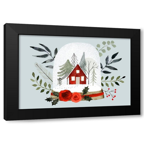 Snow Globe Village Collection A Black Modern Wood Framed Art Print with Double Matting by Barnes, Victoria