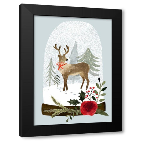 Snow Globe Village Collection B Black Modern Wood Framed Art Print with Double Matting by Barnes, Victoria