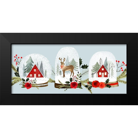 Snow Globe Village Collection D Black Modern Wood Framed Art Print by Barnes, Victoria