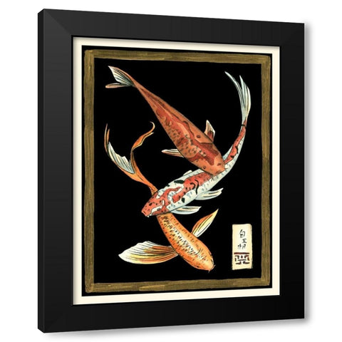 Koi Fish on Black II Black Modern Wood Framed Art Print by Zarris, Chariklia