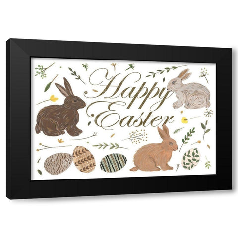 Happy Bunny Day Collection A Black Modern Wood Framed Art Print with Double Matting by Wang, Melissa