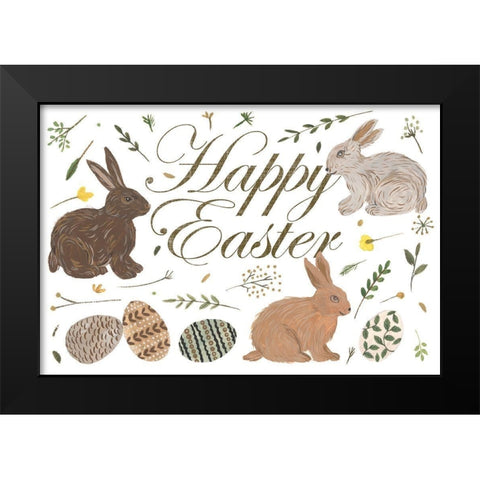 Happy Bunny Day Collection A Black Modern Wood Framed Art Print by Wang, Melissa