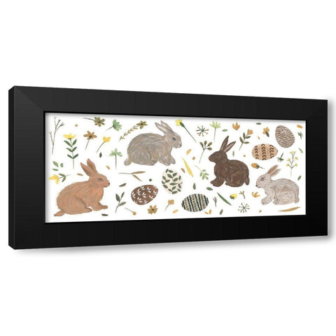 Happy Bunny Day Collection D Black Modern Wood Framed Art Print with Double Matting by Wang, Melissa