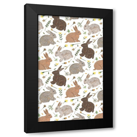 Happy Bunny Day Collection E Black Modern Wood Framed Art Print with Double Matting by Wang, Melissa