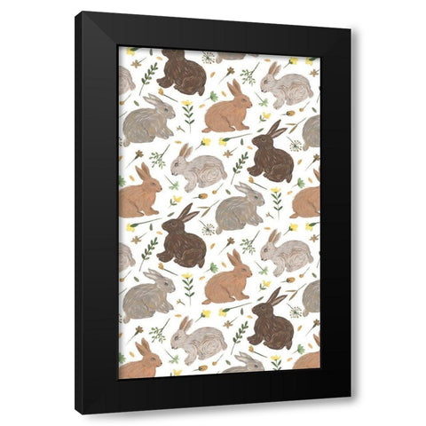 Happy Bunny Day Collection E Black Modern Wood Framed Art Print by Wang, Melissa