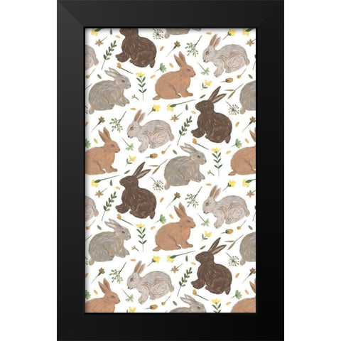 Happy Bunny Day Collection E Black Modern Wood Framed Art Print by Wang, Melissa