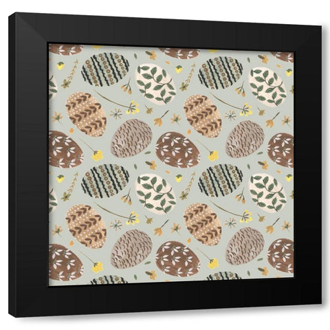 Happy Bunny Day Collection G Black Modern Wood Framed Art Print with Double Matting by Wang, Melissa