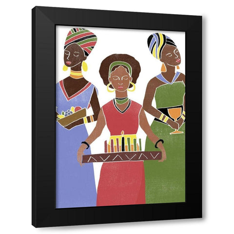 Kwanzaa Celebration Collection B Black Modern Wood Framed Art Print by Vess, June Erica
