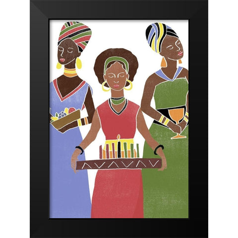 Kwanzaa Celebration Collection B Black Modern Wood Framed Art Print by Vess, June Erica