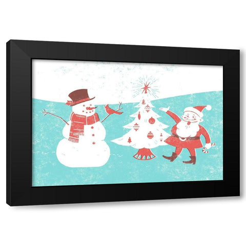 Mid-Century Christmas Collection A Black Modern Wood Framed Art Print with Double Matting by Green, Jacob