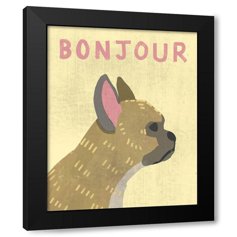 Bonjour Black Modern Wood Framed Art Print by Inner Circle