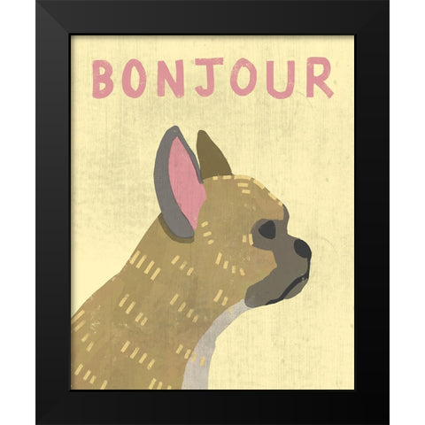 Bonjour Black Modern Wood Framed Art Print by Inner Circle