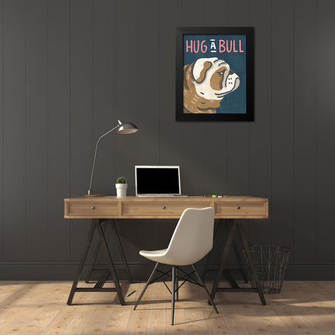 Hug A Bull Black Modern Wood Framed Art Print by Inner Circle