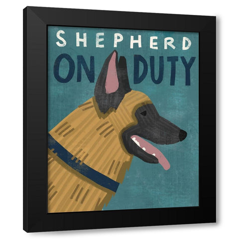 Shepherd On Duty Black Modern Wood Framed Art Print by Inner Circle