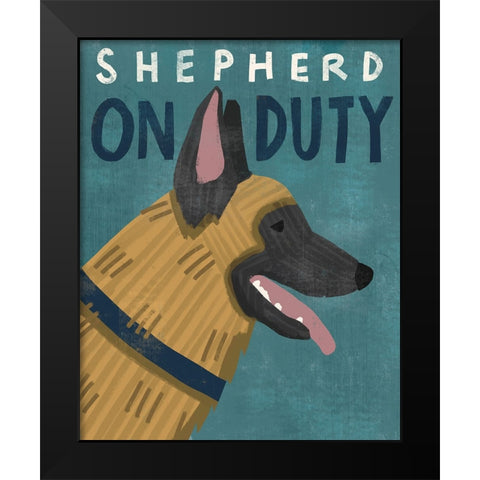 Shepherd On Duty Black Modern Wood Framed Art Print by Inner Circle