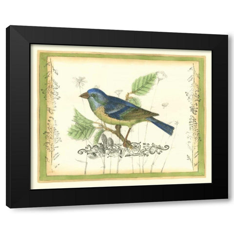 Bird and Wildflowers I Black Modern Wood Framed Art Print with Double Matting by Goldberger, Jennifer