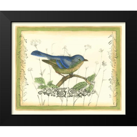 Bird and Wildflowers II Black Modern Wood Framed Art Print by Goldberger, Jennifer