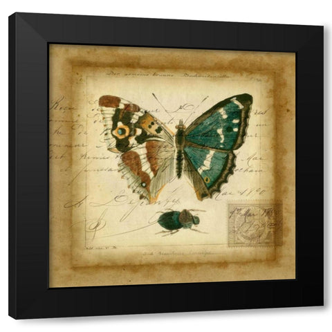 Postscript Butterfly II Black Modern Wood Framed Art Print by Vision Studio