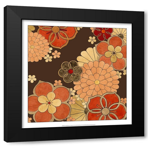 Cascading Blooms in Tangerine II Black Modern Wood Framed Art Print with Double Matting by Vess, June Erica