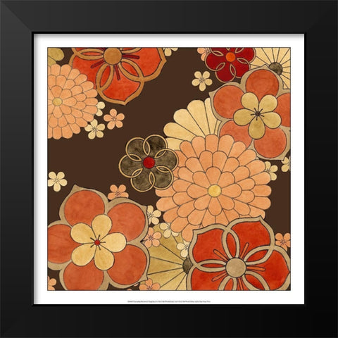 Cascading Blooms in Tangerine II Black Modern Wood Framed Art Print by Vess, June Erica