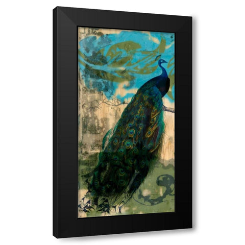 Rustic Peacock I Black Modern Wood Framed Art Print with Double Matting by Goldberger, Jennifer