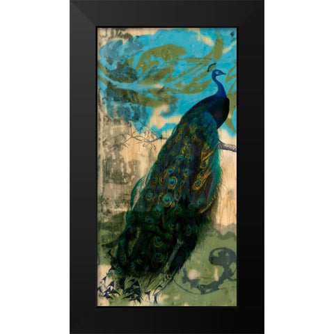 Rustic Peacock I Black Modern Wood Framed Art Print by Goldberger, Jennifer