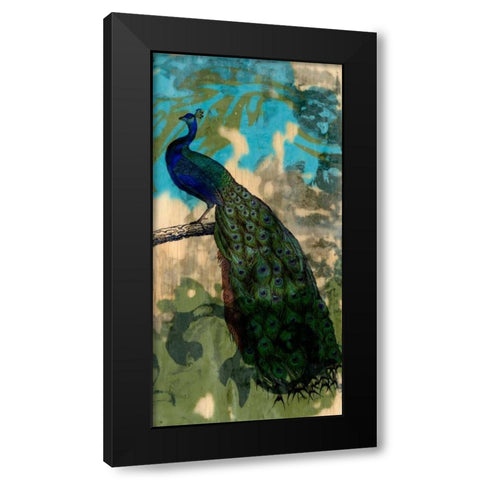 Rustic Peacock II Black Modern Wood Framed Art Print with Double Matting by Goldberger, Jennifer