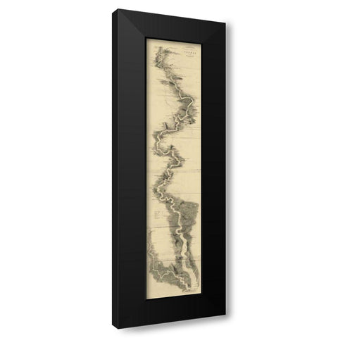 Panoramic Map of the Thames Black Modern Wood Framed Art Print with Double Matting by Tombleson