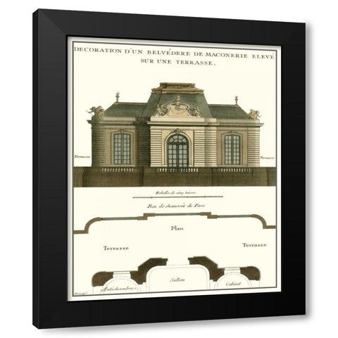 Belvedere Palace I Black Modern Wood Framed Art Print by Unknown