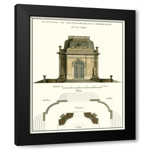 Belvedere Palace II Black Modern Wood Framed Art Print by Unknown