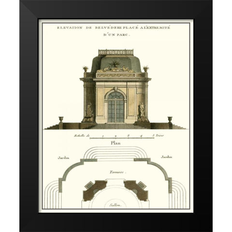 Belvedere Palace II Black Modern Wood Framed Art Print by Unknown