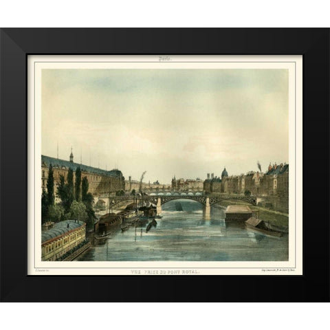 Vue Du Pont Royal Black Modern Wood Framed Art Print by Unknown