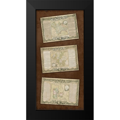 Weathered Maps II Black Modern Wood Framed Art Print by Vision Studio