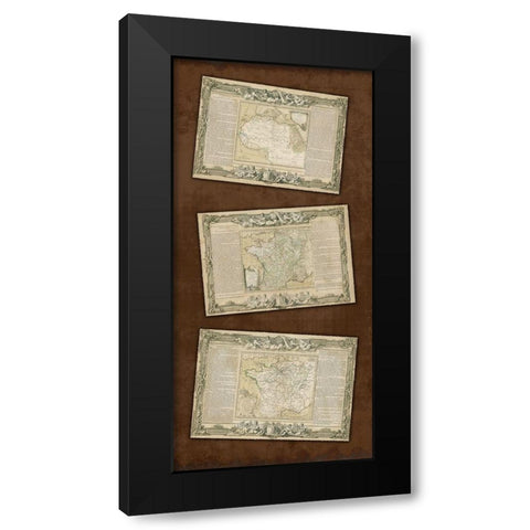 Weathered Maps III Black Modern Wood Framed Art Print by Vision Studio