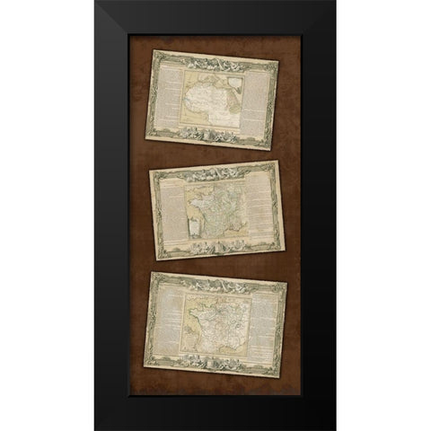 Weathered Maps III Black Modern Wood Framed Art Print by Vision Studio