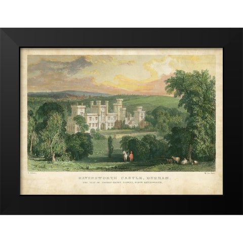 Ravensworth Castle Black Modern Wood Framed Art Print by Allom, T.