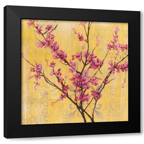 Fuchsia Blossoms I Black Modern Wood Framed Art Print with Double Matting by Goldberger, Jennifer