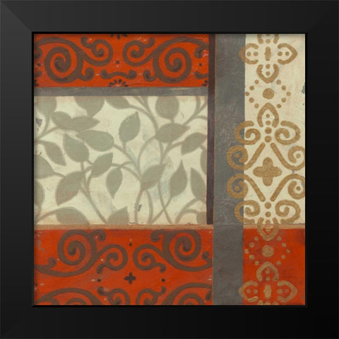 Mandarin Scroll II Black Modern Wood Framed Art Print by Vess, June Erica