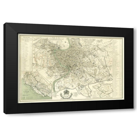 Landmarks of Rome Black Modern Wood Framed Art Print with Double Matting by Benoist, Felix