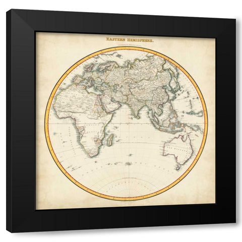 1812 Eastern Hemisphere Black Modern Wood Framed Art Print by Pinkerton