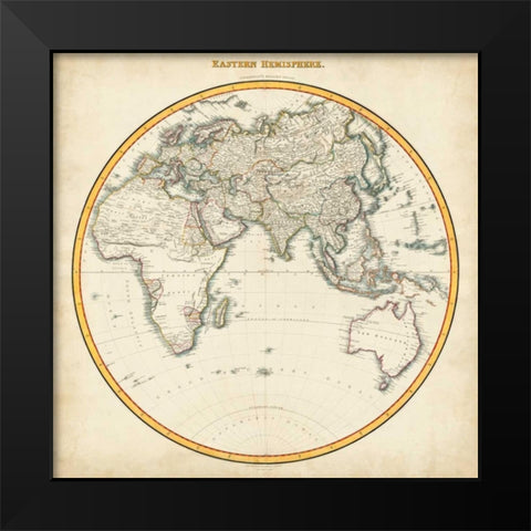 1812 Eastern Hemisphere Black Modern Wood Framed Art Print by Pinkerton