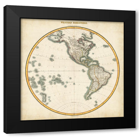 1812 Western Hemisphere Black Modern Wood Framed Art Print with Double Matting by Pinkerton